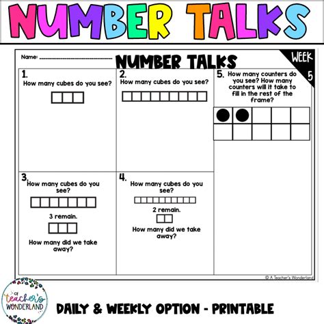 Number Talks 1st Grade Number Sense Activities Math Fluency A