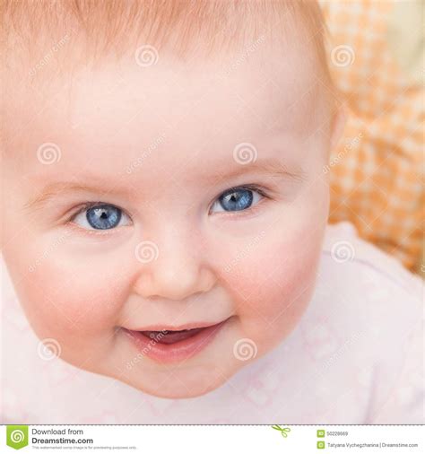 Blue Eyed Baby Stock Image Image Of Good Laughing