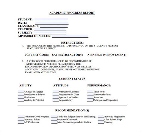 Free 18 Sample Student Progress Reports In Pdf Ms Word Apple Pages