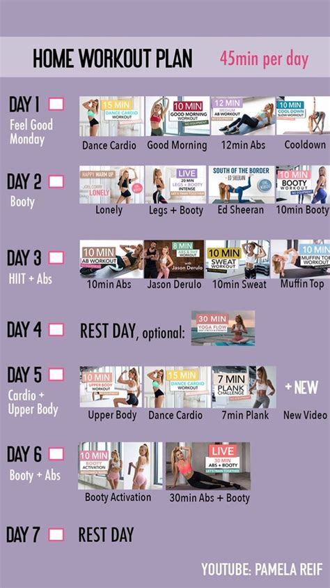 And i also have beginner ones. Pamela Reif Workouts Week 5. | Fitnessübungsplan, Fitness ...