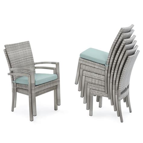 Rst Brands Cannes 9 Piece Gray Wicker Patio Dining Set With Blue