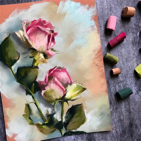 Roses Soft Pastels Painting Original Flowers Painting Pink Etsy