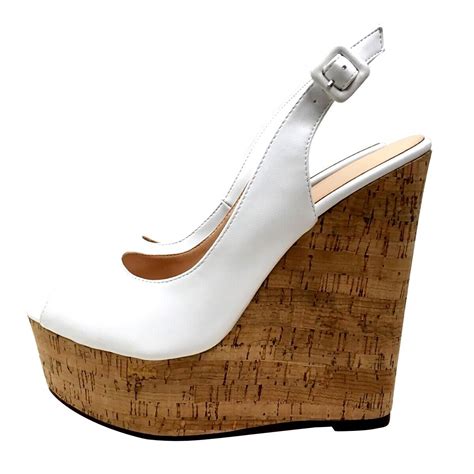 sexy cork platform wedges very high heel slingback sandals size uk1 11 ebay