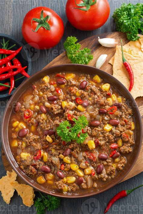 Mexican Dish Chili Con Carne Top View 733734 Stock Photo At Vecteezy