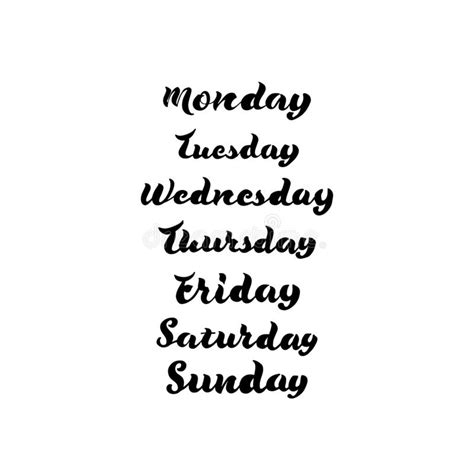 Handwritten Days Of The Week 7 Days Of The Week Hand Drawn Lettering