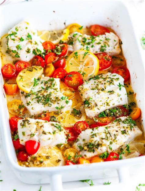 Lemon Herb Butter Baked Cod Fresh Cod Fillets Baked With Cherry
