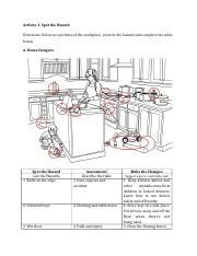 Home Dangers Docx Activity Spot The Hazard Directions Below Are Pictures Of The Workplace