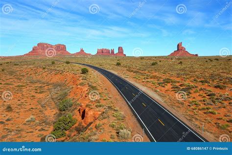 Panoramic View Of Monument Valley And Highway Stock Image Image Of