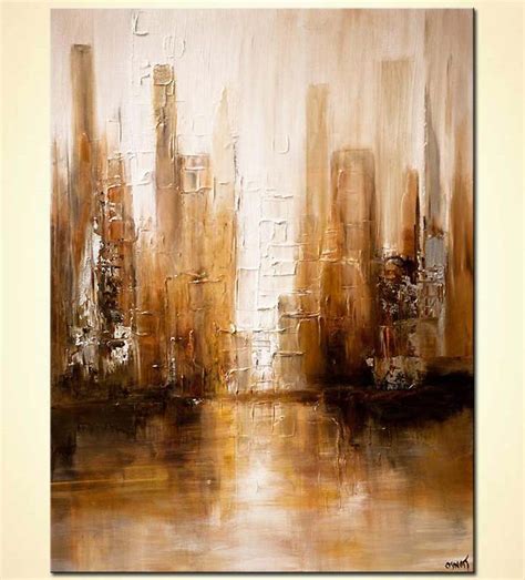 Painting For Sale White Brown Abstract Modern City