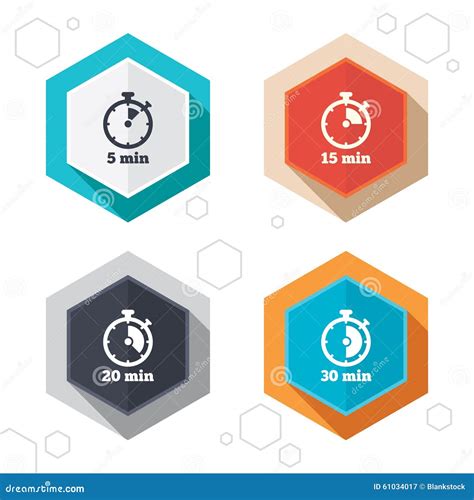 Timer Icons Five Minutes Stopwatch Symbol Cartoon Vector
