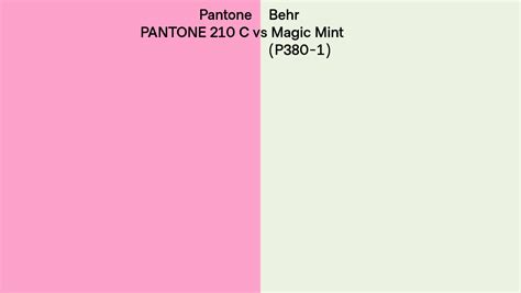 Pantone 210 C Vs Behr Magic Mint P380 1 Side By Side Comparison