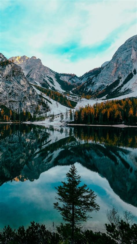 Download Wallpaper 800x1420 Mountains Lake Landscape