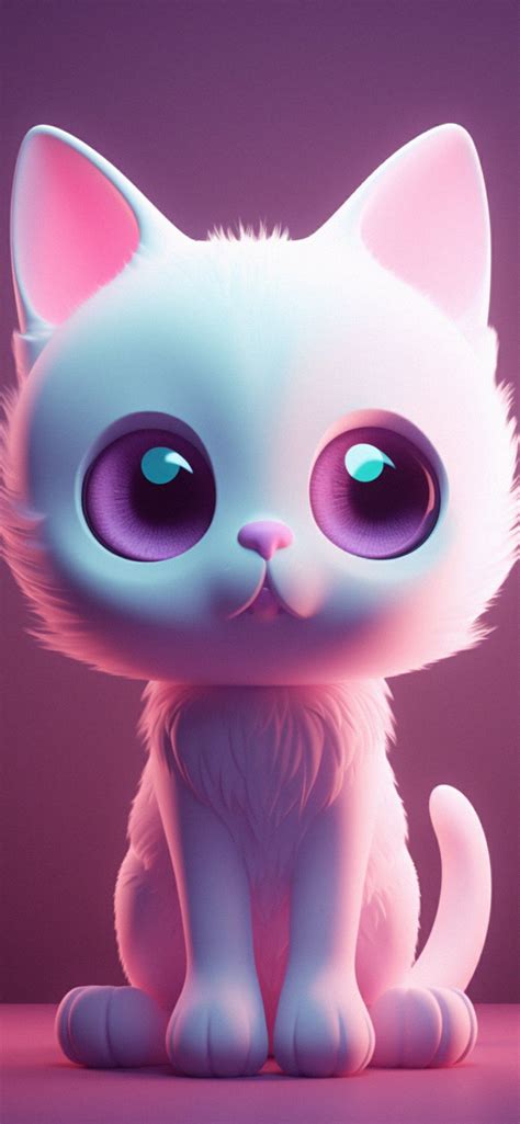 Cute 3d Cat Purple Wallpapers Cute Cat Wallpaper For Iphone 4k