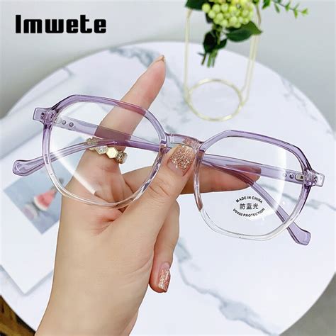 Imwete Tr90 Gradient Glasses Frames For Women Men Blue Light Computer Eyewear Polygon