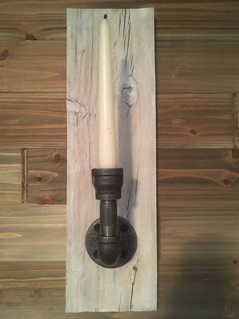 Set Of 2 Reclaimed Rustic Wood Candle Wall Sconce Etsy