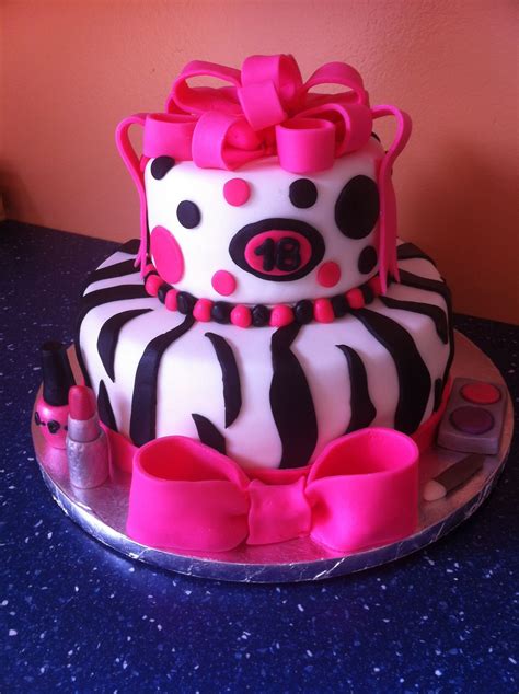 Apart from arranging an awesome surprise party, getting a suitable birthday cake is also important. - Zebra stripes, Pink bows and makeup for a Girl's 18th ...