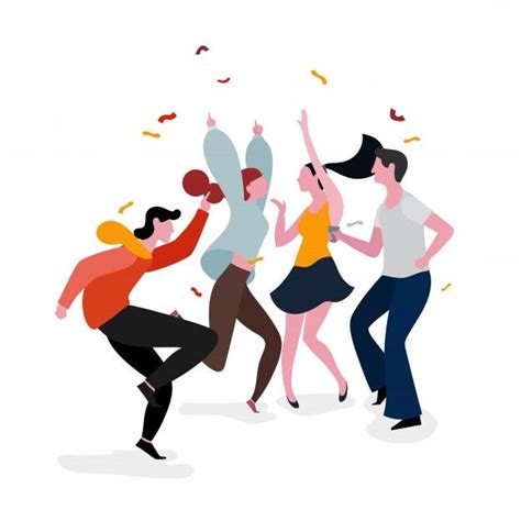 Dancing Party Group Illustration In 2020 Illustration Character