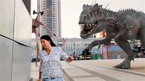 Siren head in real life 哥吉拉大戰警笛頭. Jurassic World & Siren Head in Real Life. Walking in the ...