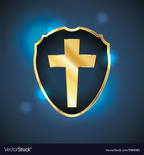 Golden Blue Cross Shield Royalty Free Vector Image