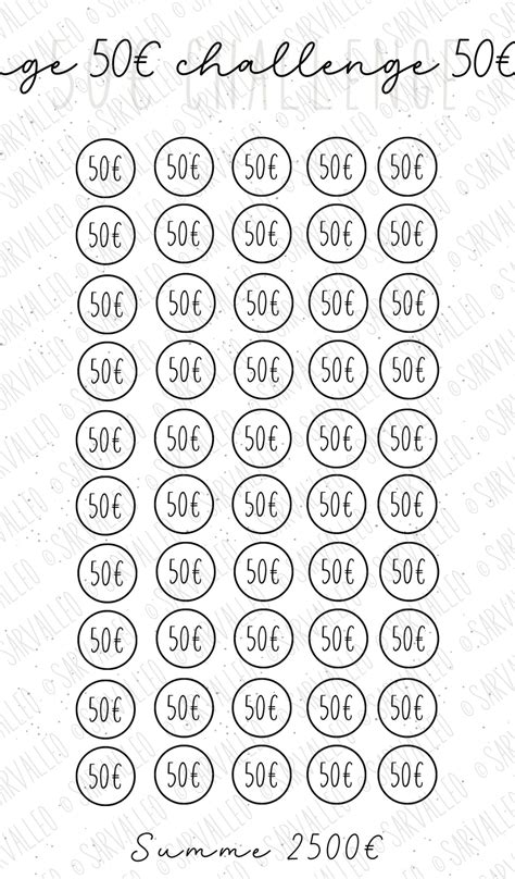 50€ Sparchallenge Budget Planer, Budget Binder, Filofax, Bujo