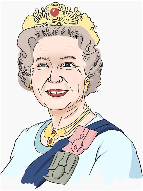 Queen Elizabeth Ii Hand Drawn Cartoon Sticker For Sale By