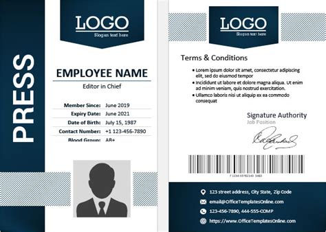 Press Id Card Template