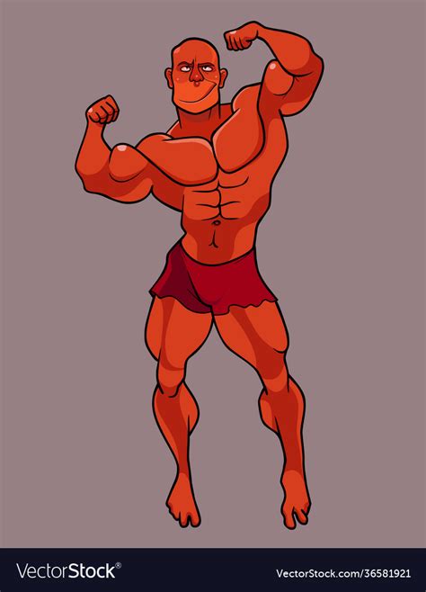 Cartoon Muscular Man Bodybuilder Posing Royalty Free Vector