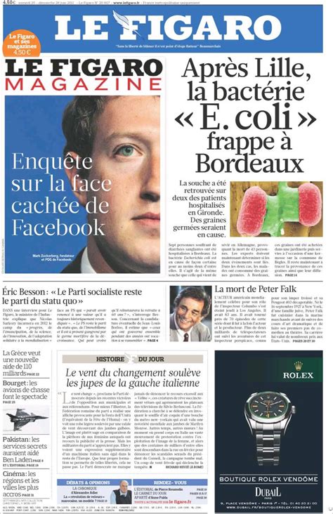 Journal Le Figaro France Les Unes Des Journaux De France Édition Du