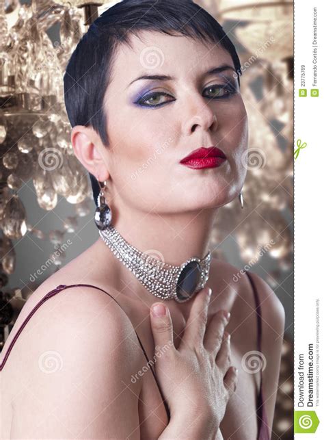 Glamorous Stylish Short Haired Woman Stock Image Image Of Clean