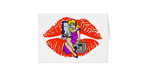 Blonde Ham Radio Pin Up Girl Smoochie Card Zazzle