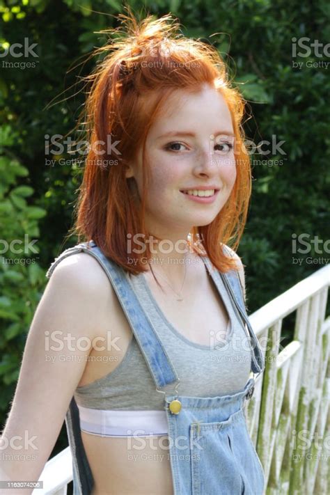 Image Of Young Pretty Teenager Redhead Girl Face Profile With Red Hair