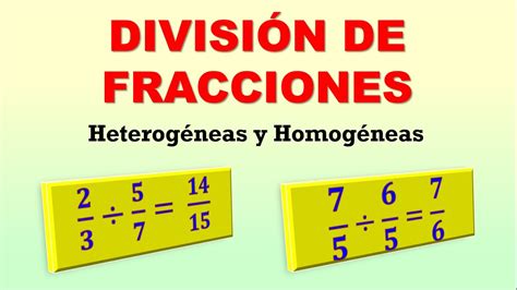 División de fracciones homogéneas y heterogéneas División de