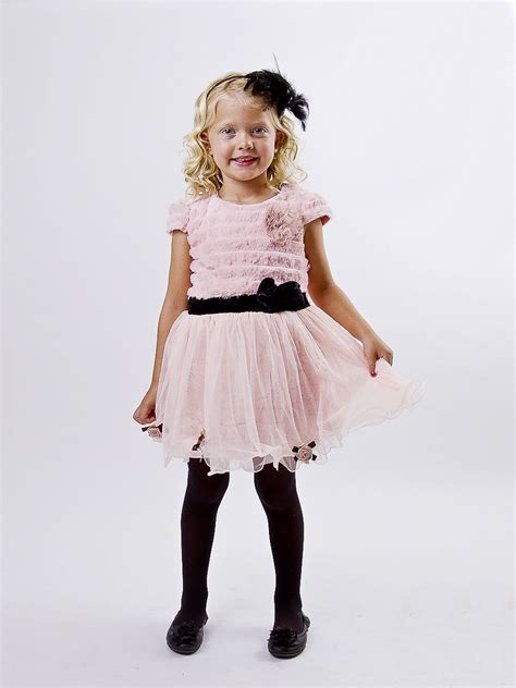 Mia Belle Baby Ballerina Tutu Faux Fur Trimmed Dress Little Girl