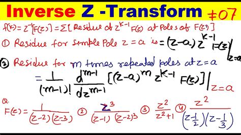 07 inverse z transform using inversion method inverse z transforn using residues method