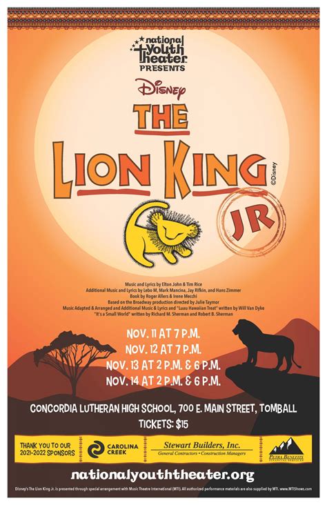 Lion King Jr Poster National Youth Theater