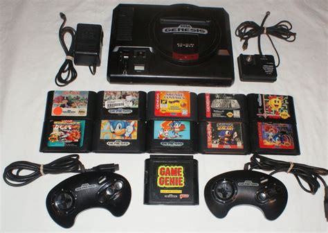 Sega Genesis Model 1 Console Lot 10 Games 2 Controllers