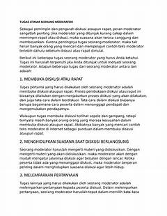 Tugas Dari Moderator Adalah