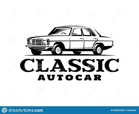 Logo Vintage Of Classic Car In Monochrome Design Stock Vector