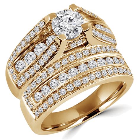 Round Cut Diamond Multi Stone 4 Prong High Set Engagement Ring