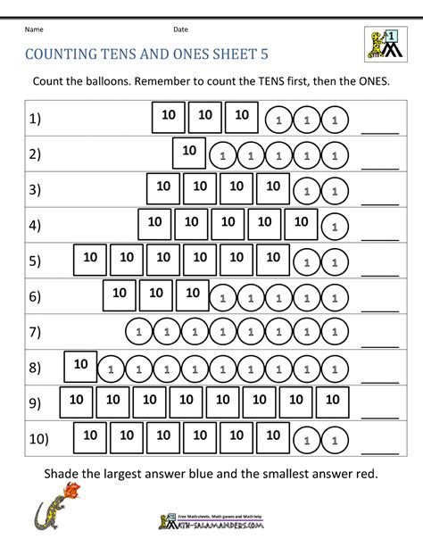 Counting Tens And Ones Worksheets