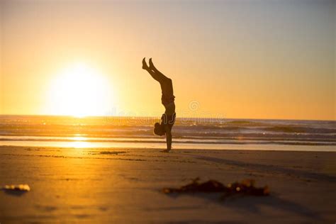 Yoga Handstand Pose At Sunset Stock Image Image Of Ashtanga Indian