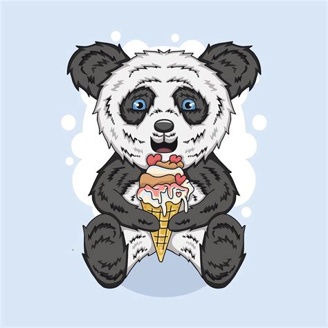 Cute Panda Cub Eating The Sweet Ice Cream 3256603 Vector Art At Vecteezy