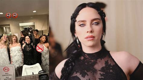 Billie Eilish Shares Wild Selfie From Met Gala Bathroom With Maya Hawke Elle Fanning And Halle