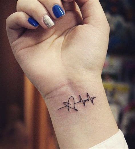 80 Line Tattoos To Wear Symbolically Heartbeat Tattoo Small Wrist
