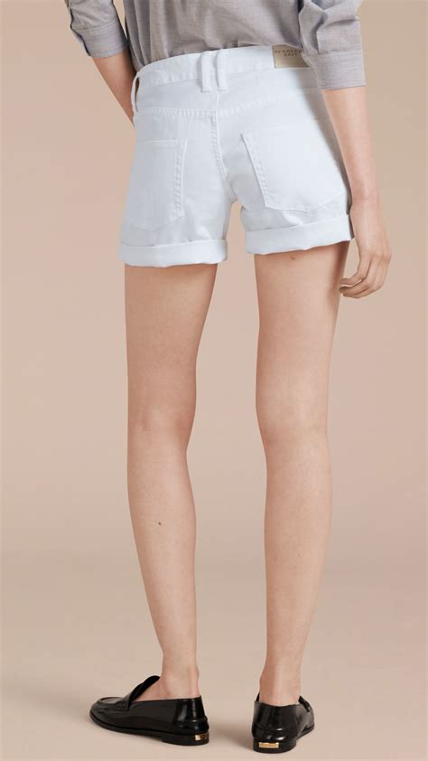 Lyst Burberry Low Rise Japanese Denim Shorts In White