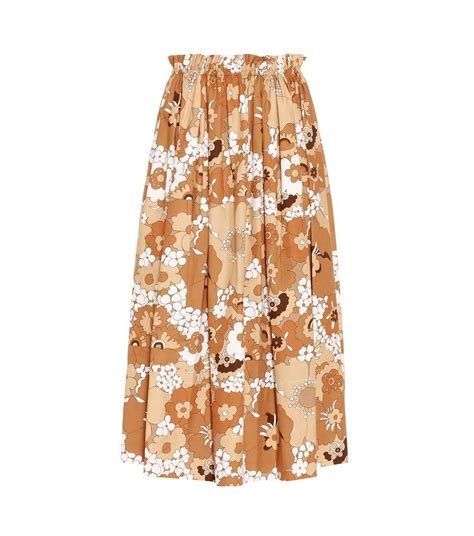 Chloé Printed Cotton Midi Skirt In Multicolor Lrowe Modesens Floral