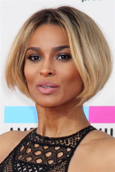 Ciara Straight Platinum Blonde Angled Bob Bob Hairstyle Steal Her Style