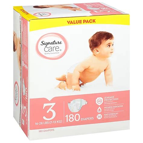 Signature Care Premium Baby Diapers Size 3 180 Count Tom Thumb