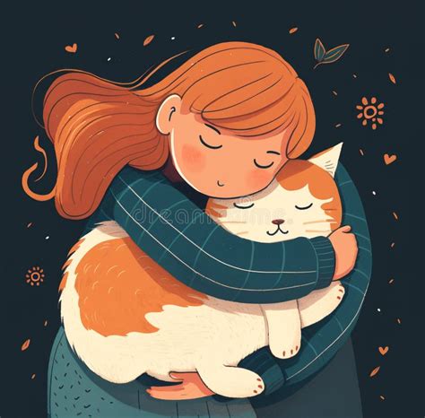 Girl Hugging Cat Stock Illustrations 677 Girl Hugging Cat Stock