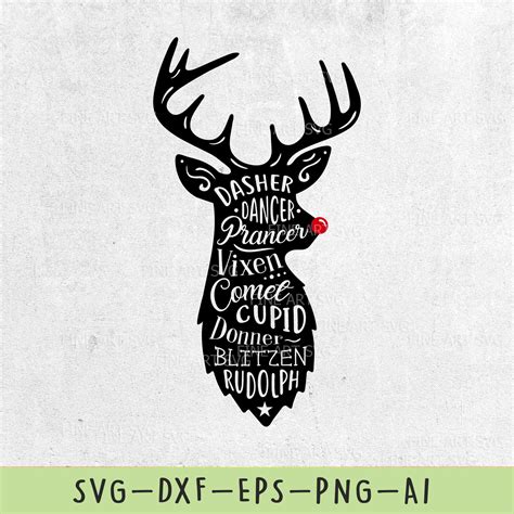 Christmas Reindeer SVG Design Rudolph SVG File Christmas | Etsy